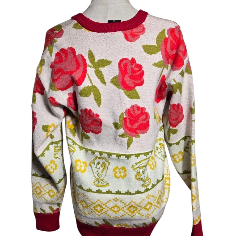 Disney Beauty And The Beast Red And Green Floral … - image 5